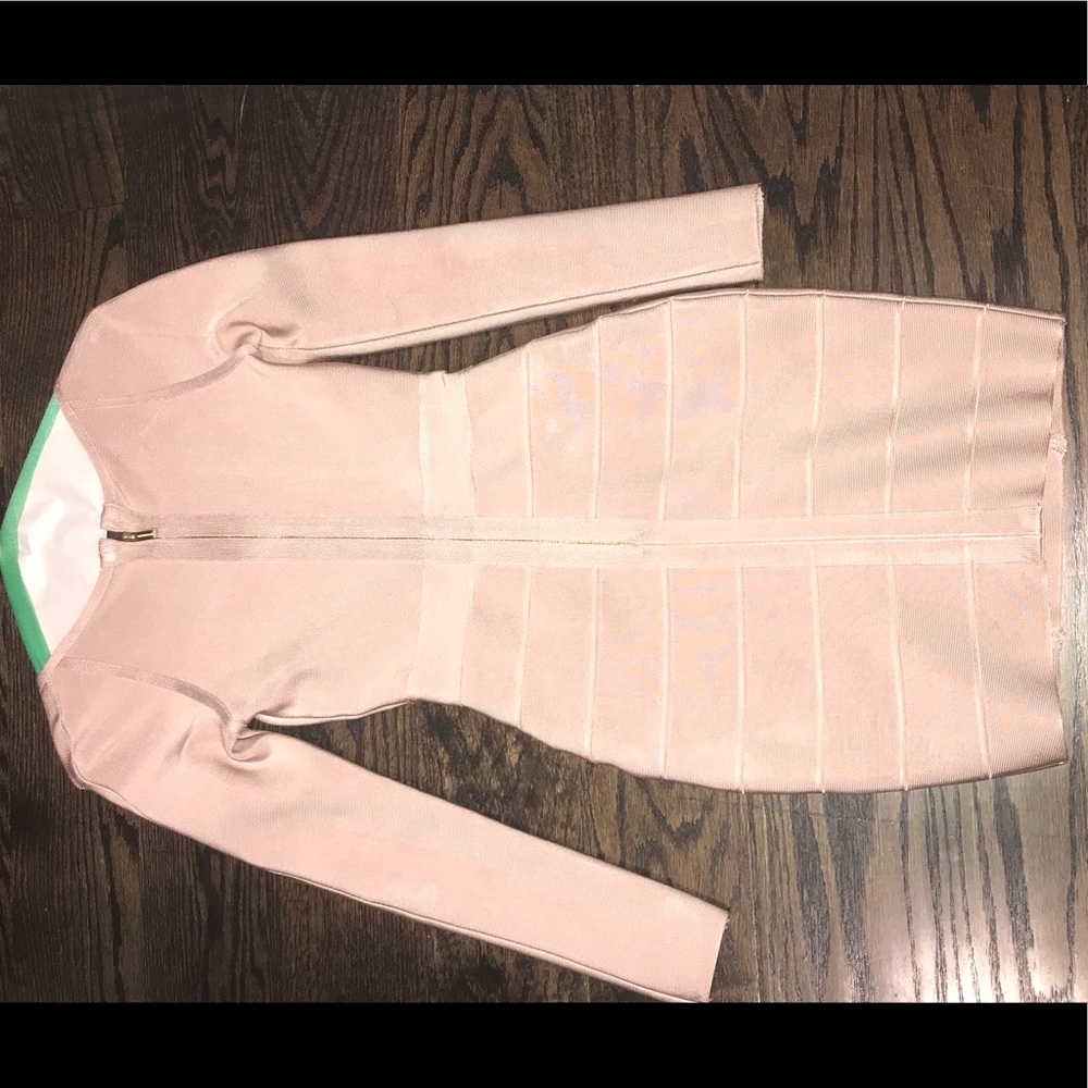 Nude long sleeve studded bandage dress - Picture 3 of 3